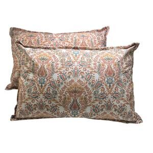 Nolita Set of 2 Rectangle Throw Pillows 23 x 16 Gold Glitter Shimmer Floral Boho